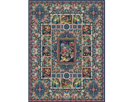 فرش 1200 شانه برجسته تراکم 3600 - کد 6177 - زمینه سرمه ای 